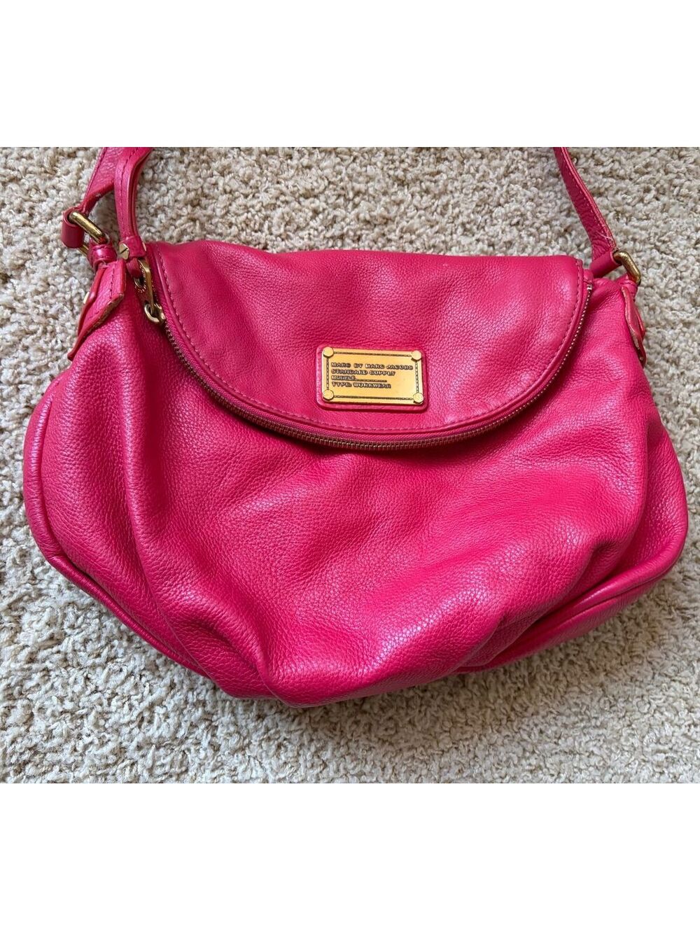 Marc by Marc Jacobs Classic Q Natasha crossbody bag red pink medium size leather